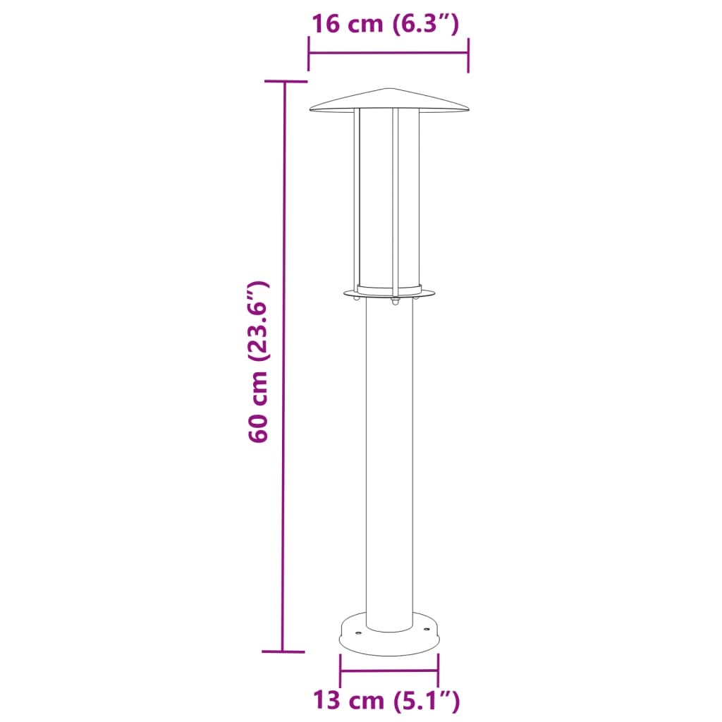 Vloerlamp voor buiten 60 cm roestvrij staal zwart