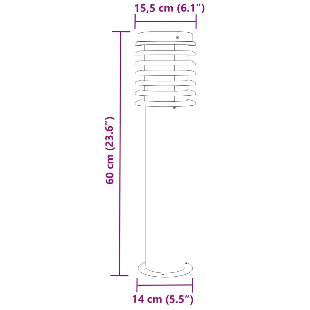 Buitenvloerlamp 60 cm roestvrijstaal zilverkleurig