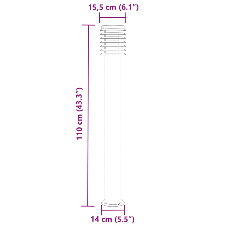 Vloerlamp voor buiten 110 cm roestvrijstaal zilverkleurig