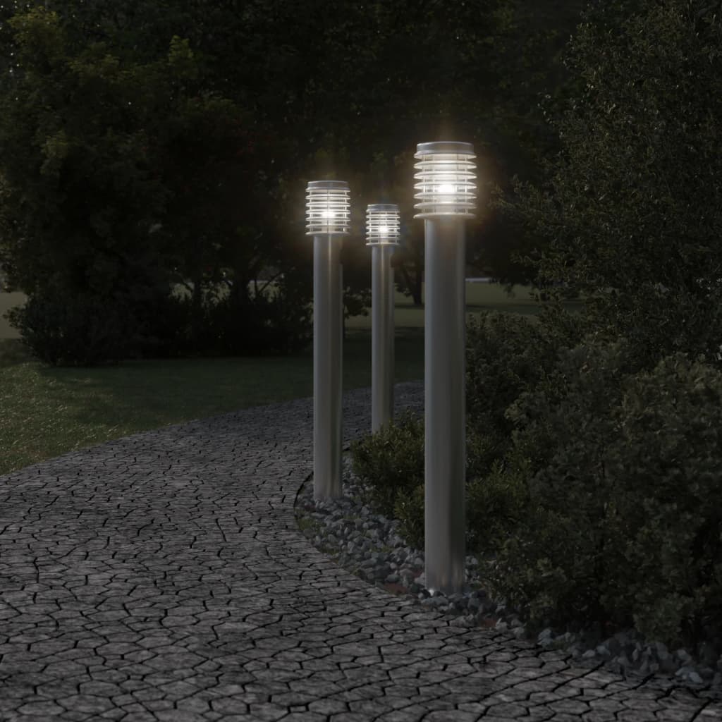 Vloerlamp voor buiten 3 st 110 cm roestvrijstaal zilverkleurig