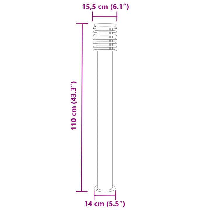 Vloerlamp voor buiten 110 cm roestvrijstaal zwart