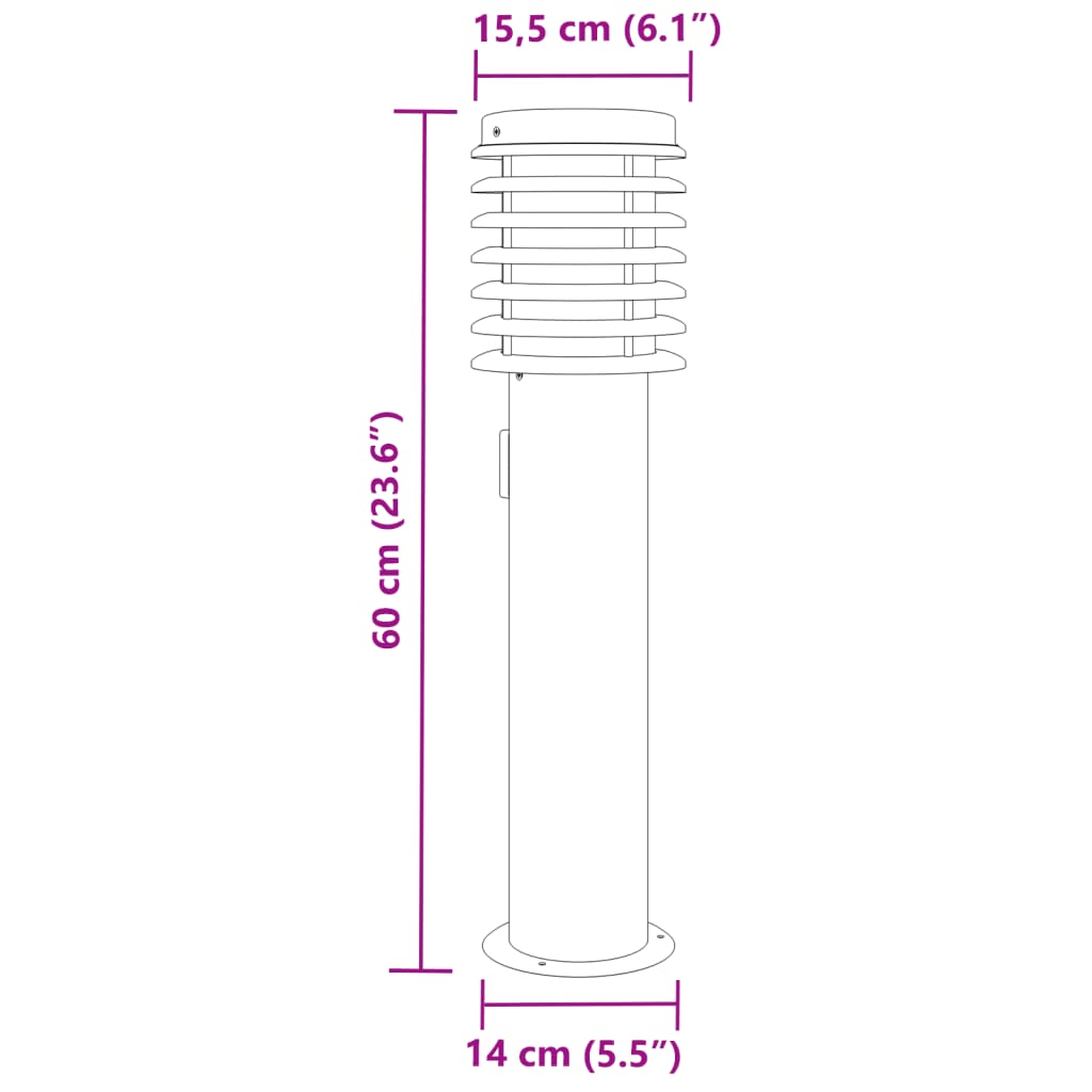 Buitenvloerlampen 3 st stopcontact 60 cm roestvrijstaal zilver