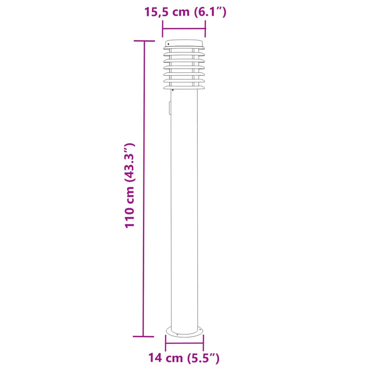 Buitenvloerlampen 3 st stopcontact 110 cm roestvrijstaal zilver