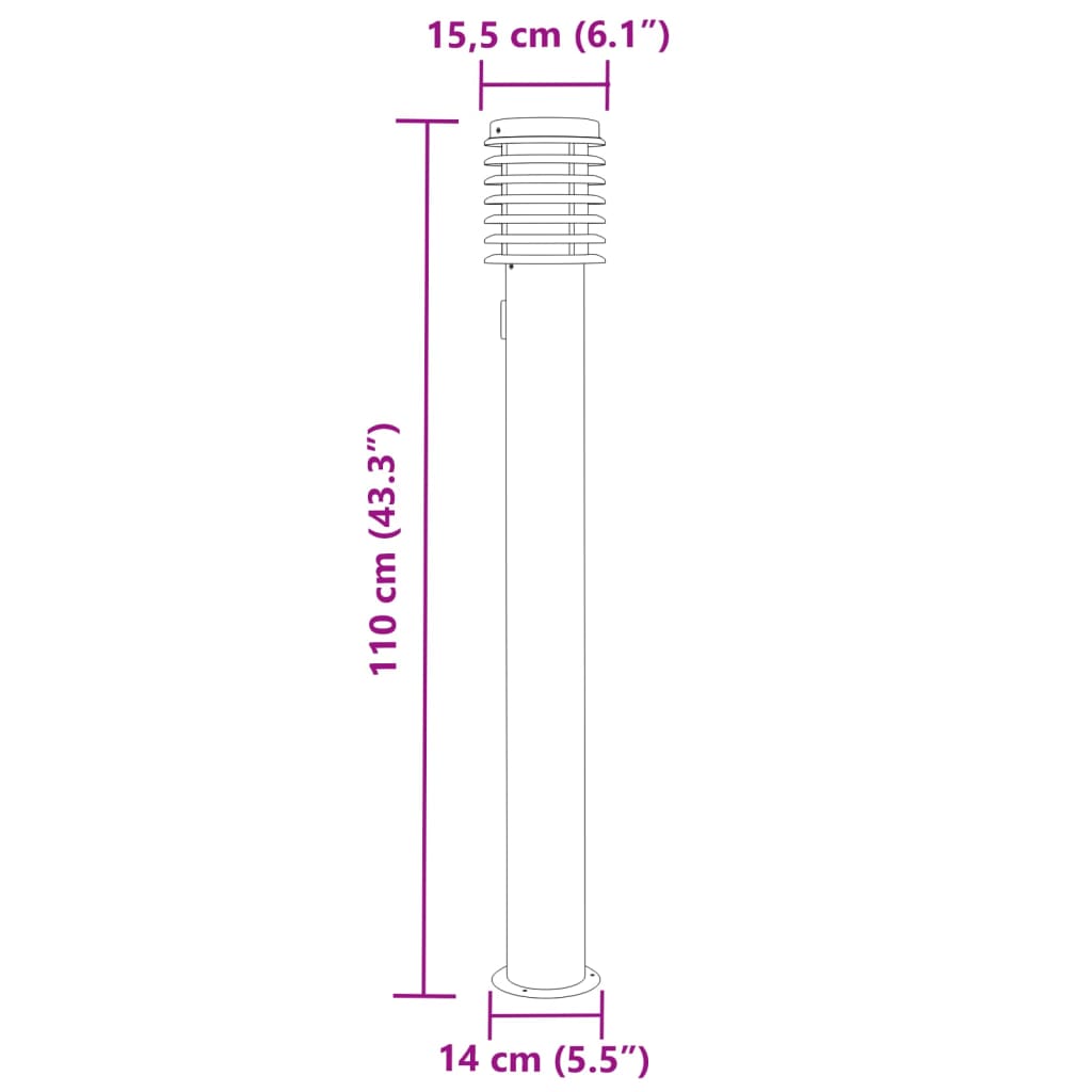 Buitenvloerlamp met stopcontact 110 cm roestvrijstaal zwart