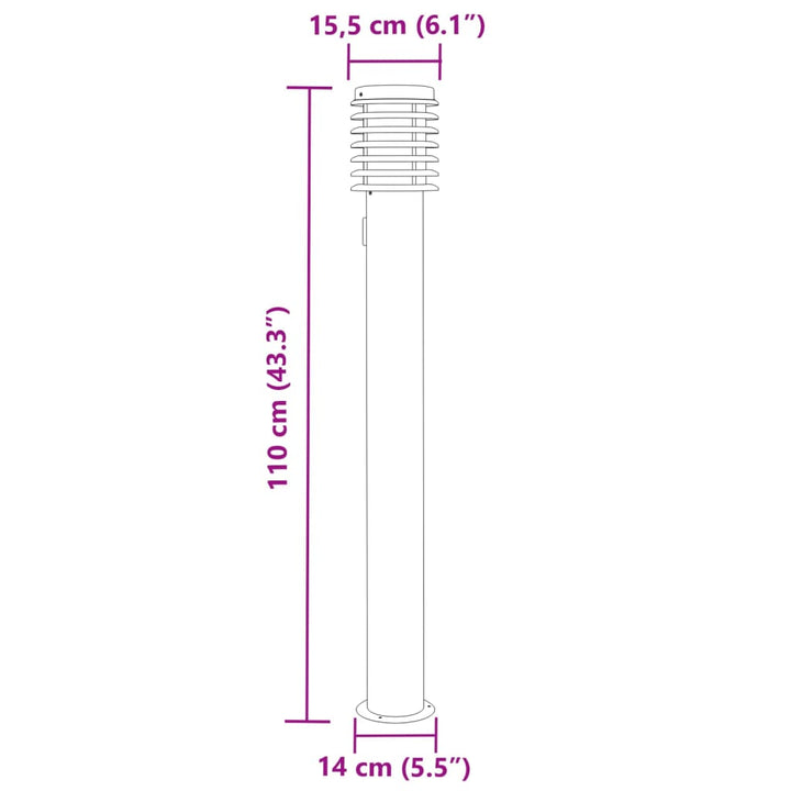 Buitenvloerlamp met stopcontact 110 cm roestvrijstaal zwart