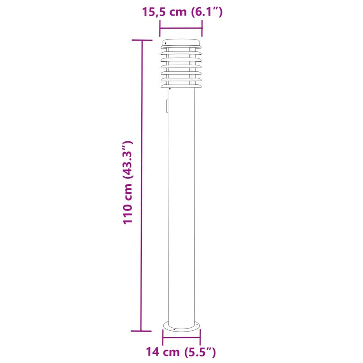 Buitenvloerlampen 3 st stopcontact 110 cm roestvrijstaal zwart