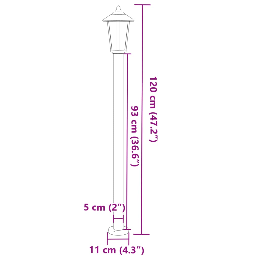 Vloerlamp voor buiten 120 cm roestvrijstaal zilverkleurig