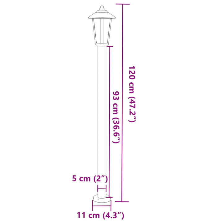 Vloerlamp voor buiten 120 cm roestvrijstaal zilverkleurig