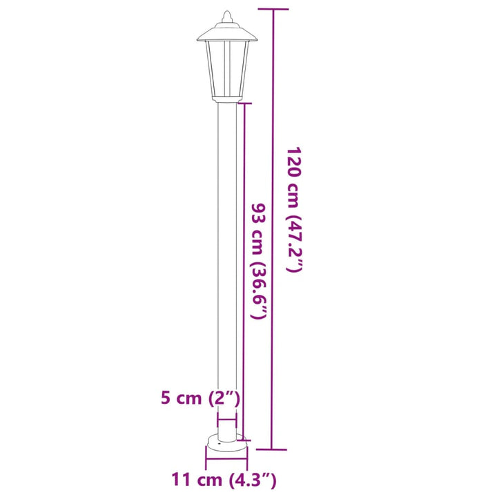 Vloerlamp voor buiten 3 st 120 cm roestvrijstaal zwart