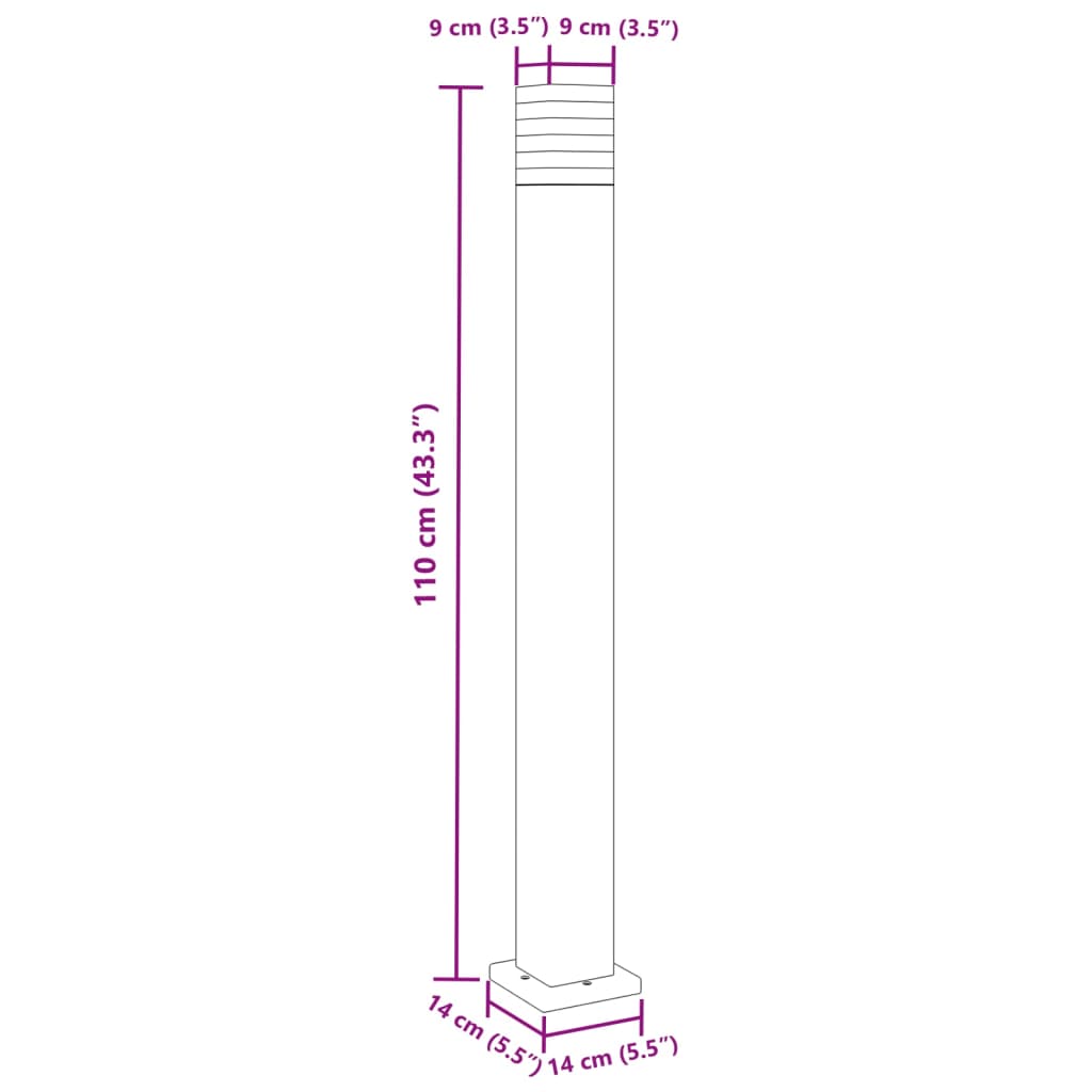 Buitenvloerlamp 110 cm aluminium zwart