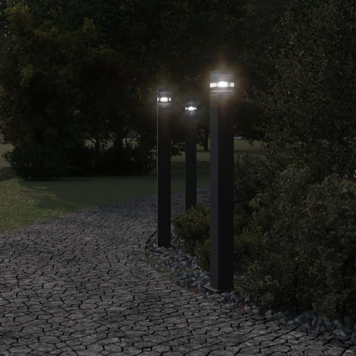 Vloerlampen voor buiten 3 st 110 cm aluminium zwart