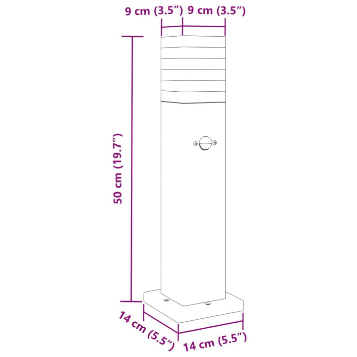 Vloerlampen voor buiten met sensor 50 cm aluminium zwart