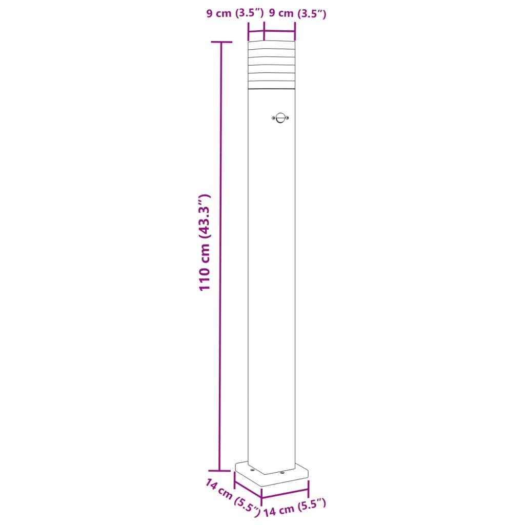 Vloerlamp voor buiten met sensor 110 cm aluminium zwart