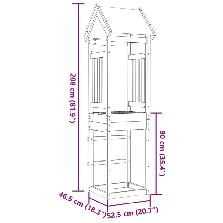 Speeltoren 52,5x46,5x208 cm massief grenenhout