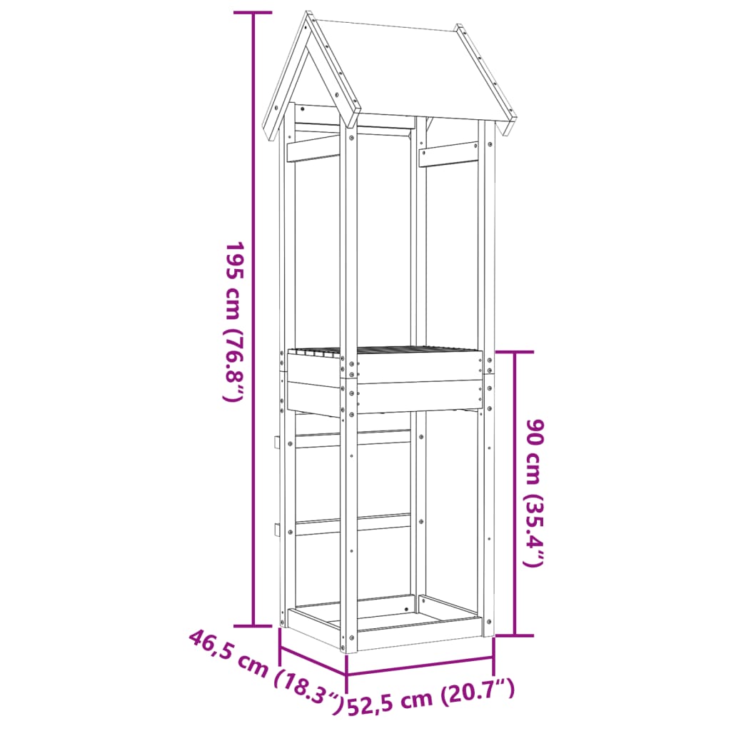 Speeltoren 52,5x46,5x195 cm massief grenenhout