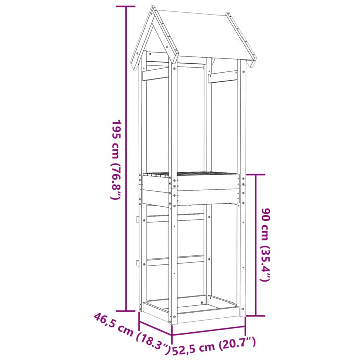 Speeltoren 52,5x46,5x195 cm massief grenenhout