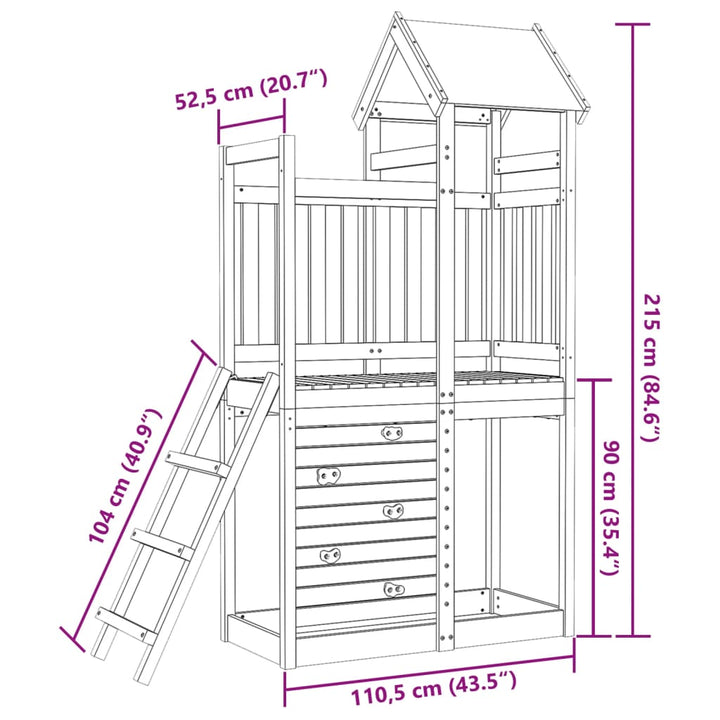 Speeltoren met rotswand 110,5x52,5x215 cm geïmpregneerd hout