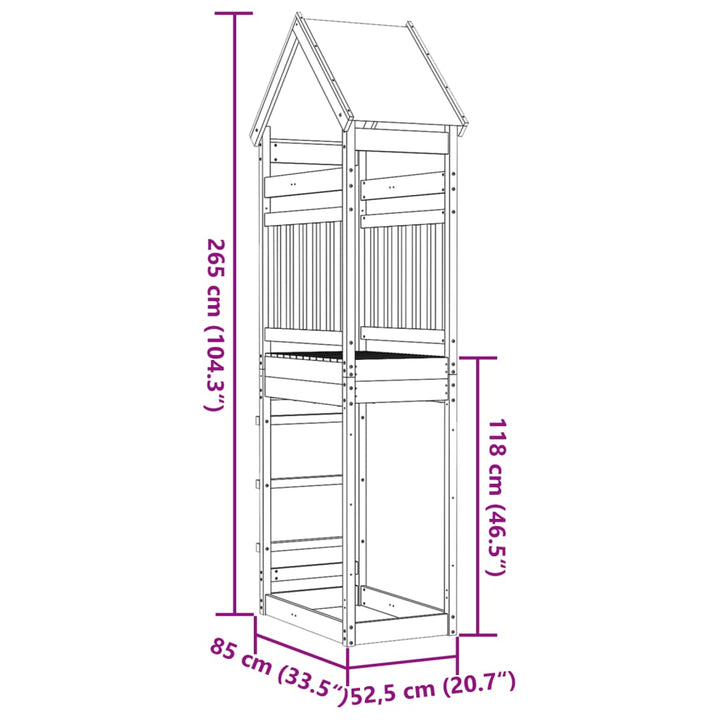 Speeltoren 85x52,5x265 cm massief grenenhout