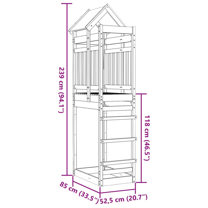 Speeltoren 85x52,5x239 cm massief douglashout