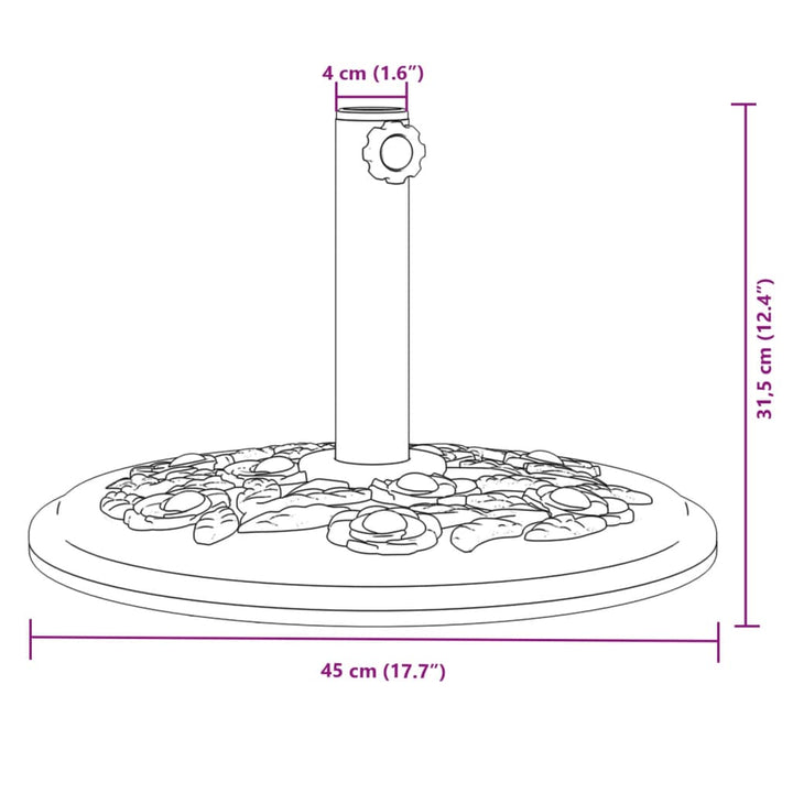 Parasolvoet voor stok van ø˜38 / 48 mm 12 kg rond