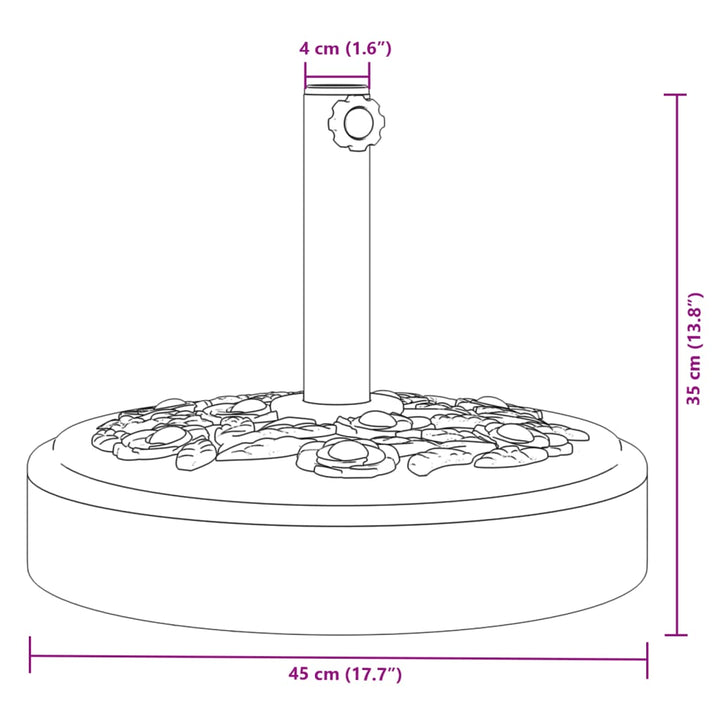 Parasolvoet voor stokken van ø˜38 / 48 mm 25 kg rond