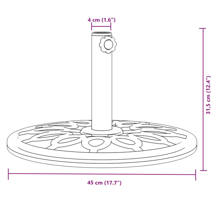 Parasolvoet voor stok van ø˜38 / 48 mm 12 kg rond