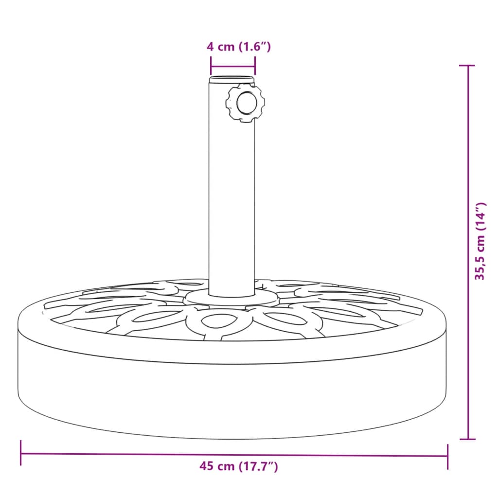 Parasolvoet voor stokken van ø˜38 / 48 mm 25 kg rond