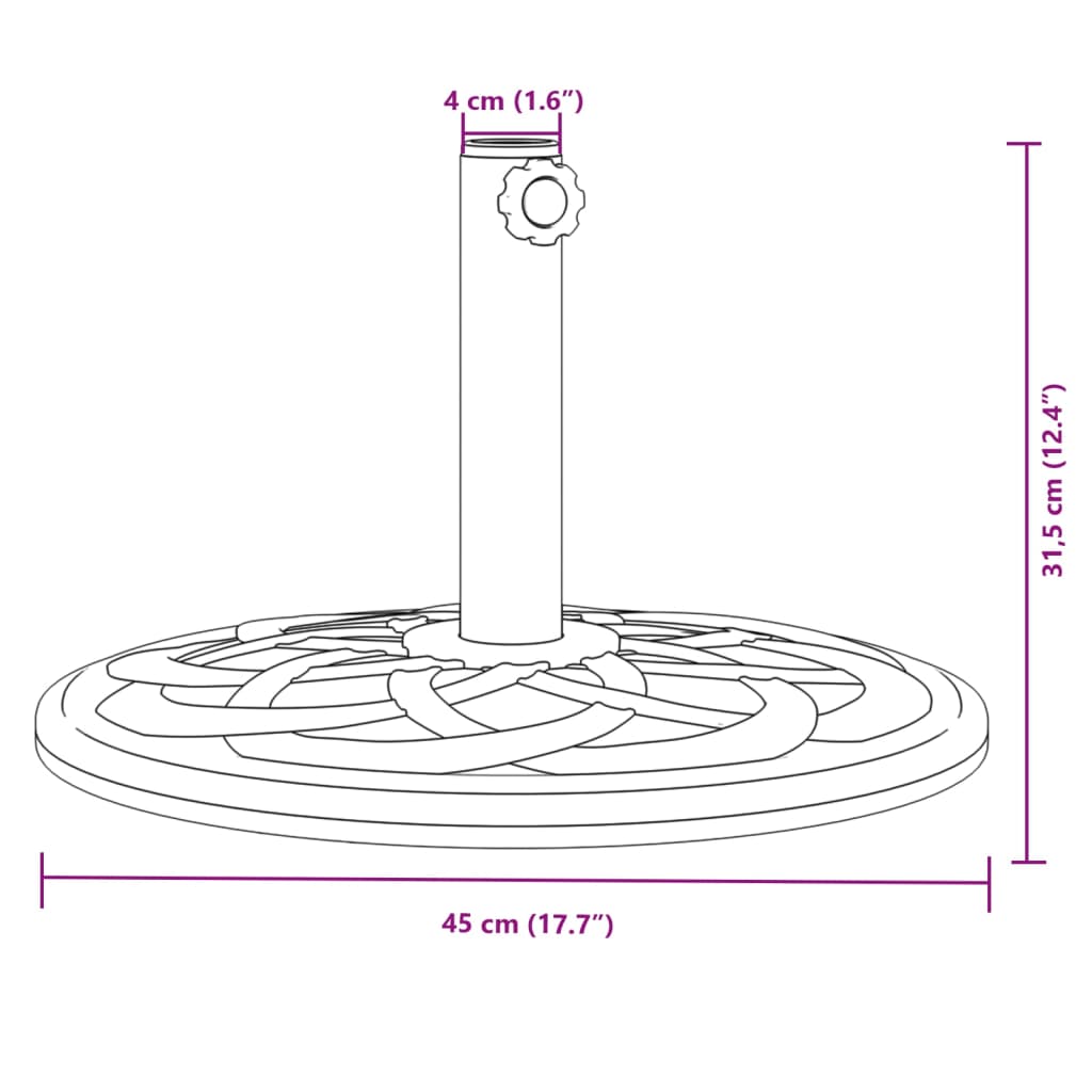 Parasolvoet voor stok van ø˜38 / 48 mm 12 kg rond