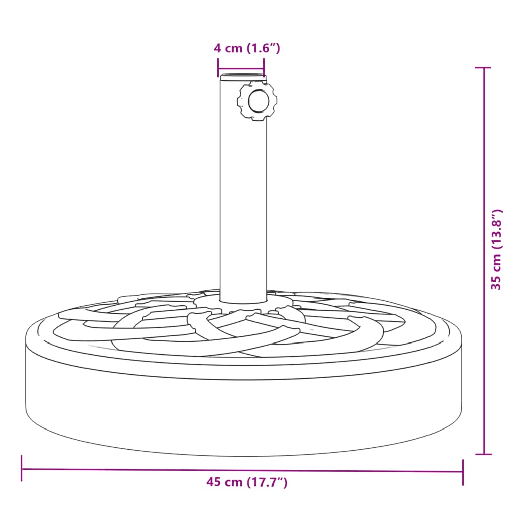 Parasolvoet voor stokken van ø˜38 / 48 mm 25 kg rond