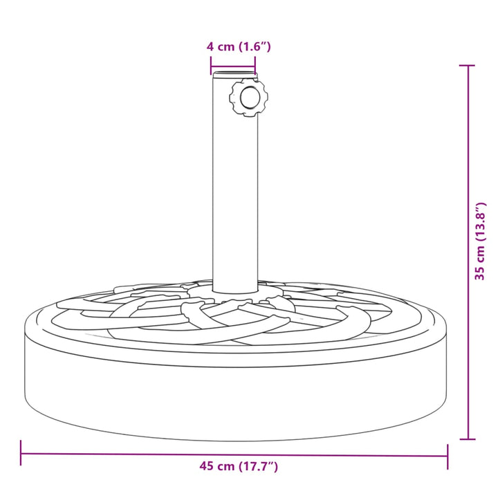 Parasolvoet voor stokken van ø˜38 / 48 mm 25 kg rond