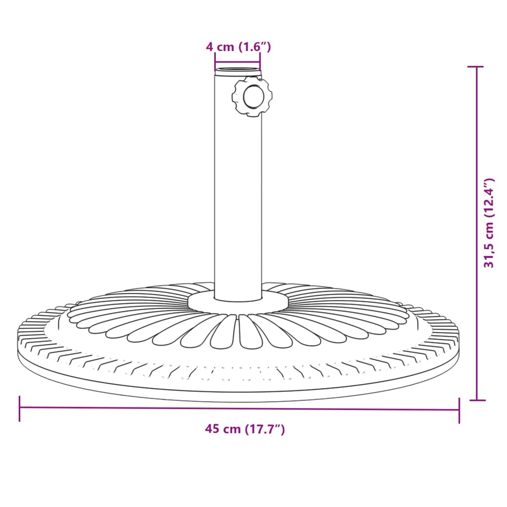 Parasolvoet voor stok van ø˜38 / 48 mm 12 kg rond