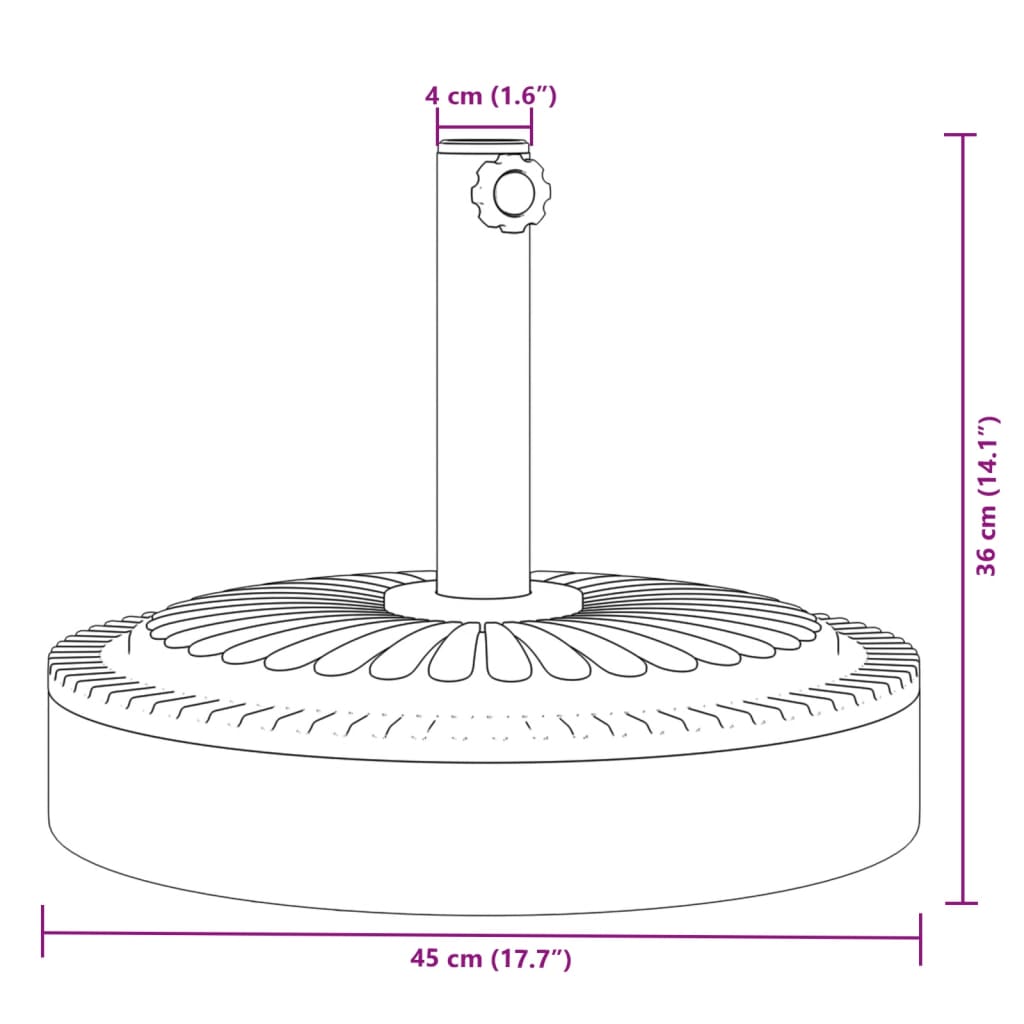 Parasolvoet voor stokken van ø˜38 / 48 mm 25 kg rond