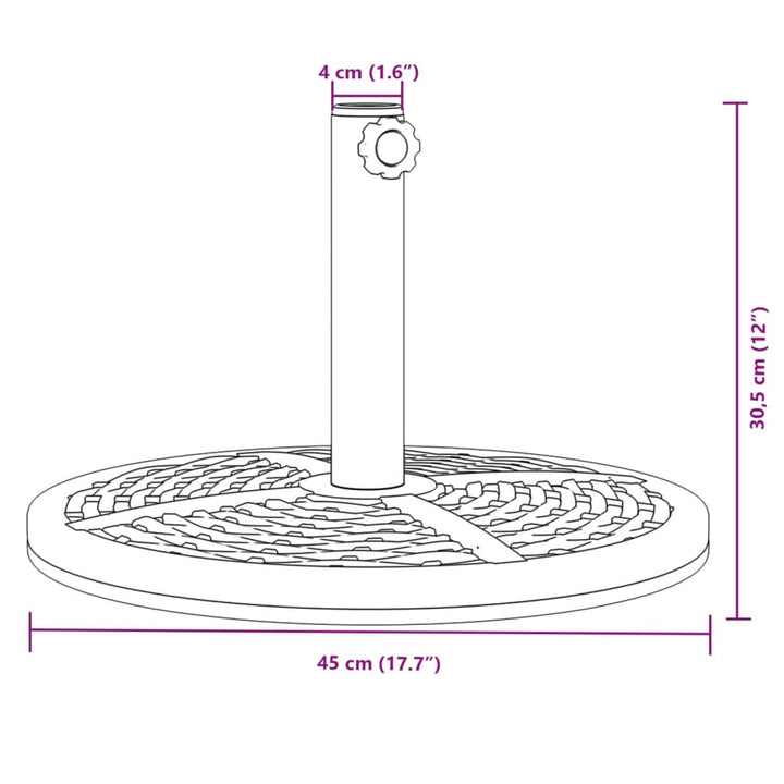 Parasolvoet voor stok van ø˜38 / 48 mm 12 kg rond