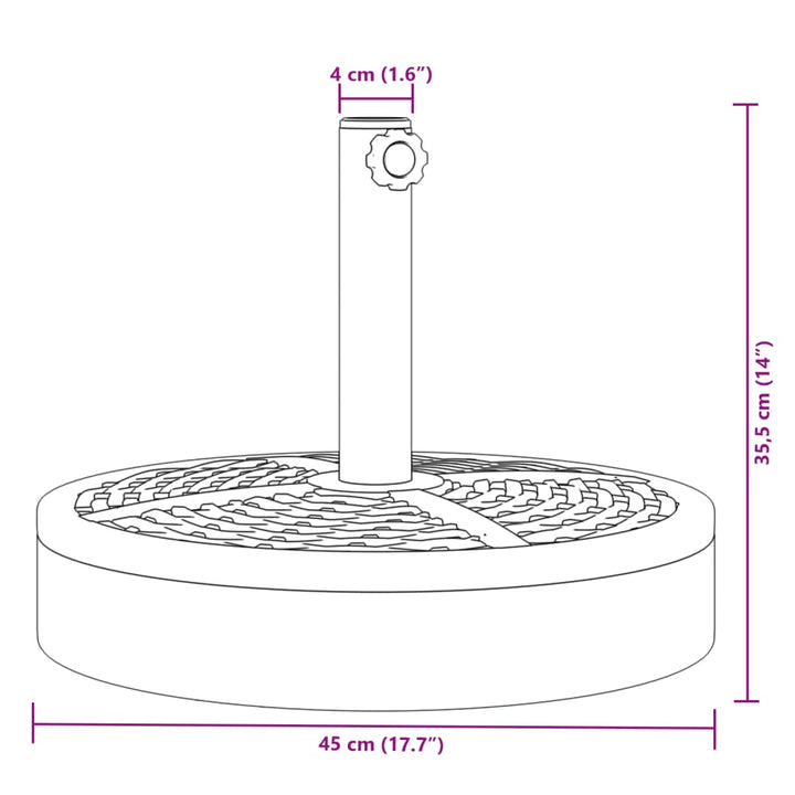 Parasolvoet voor stokken van ø˜38 / 48 mm 25 kg rond