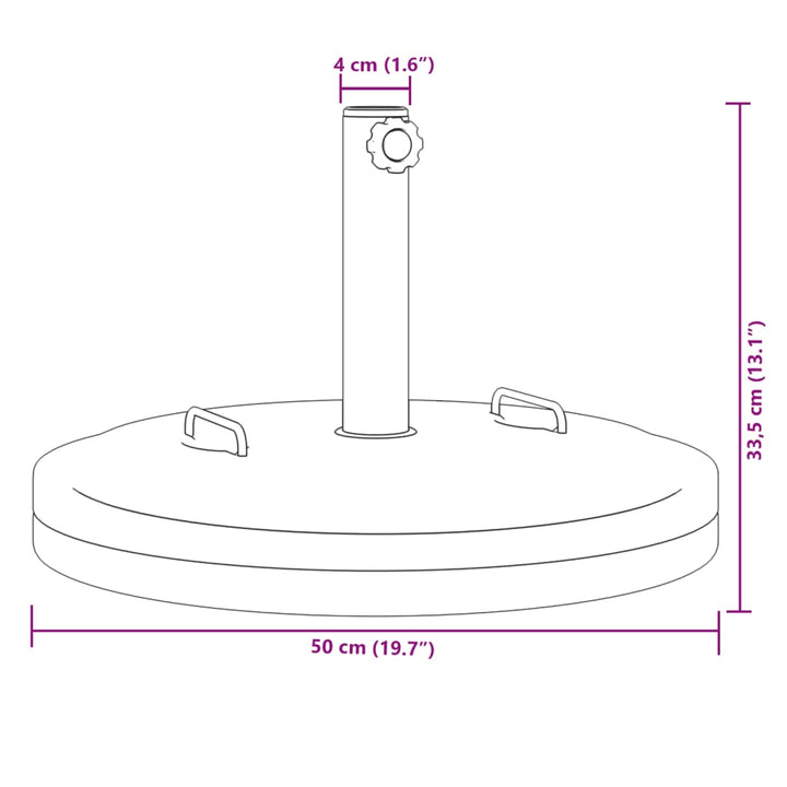 Parasolvoet met handgrepen voor stok van ø˜38 / 48 mm 25 kg rond