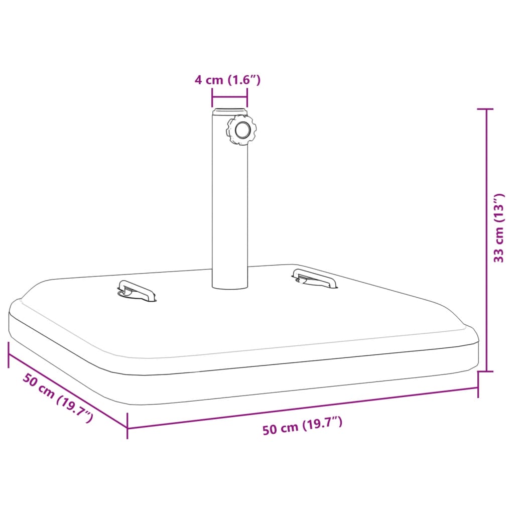 Parasolvoet met handvatten voor stok ø˜38 / 48 mm 27 kg vierkant