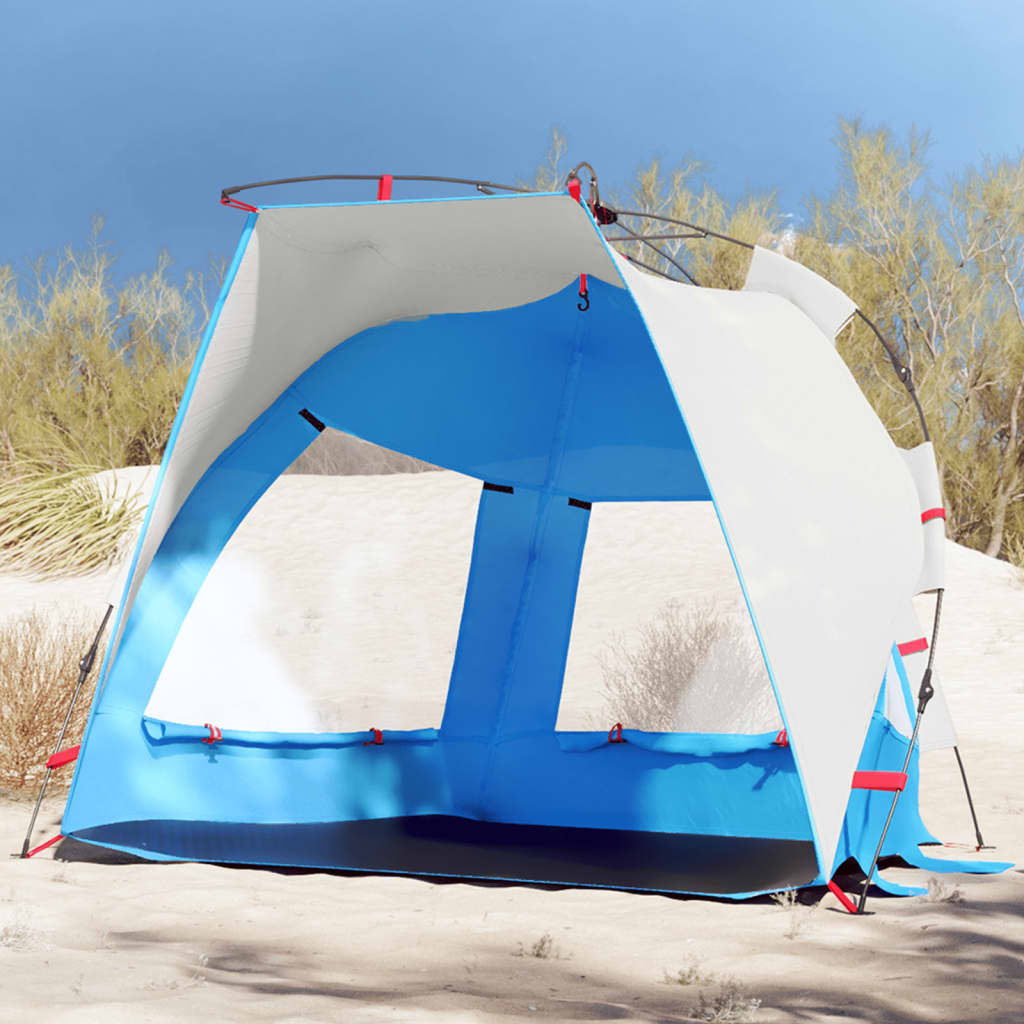 Strandtent 2-persoons waterdicht snelontgrendeling azuurblauw