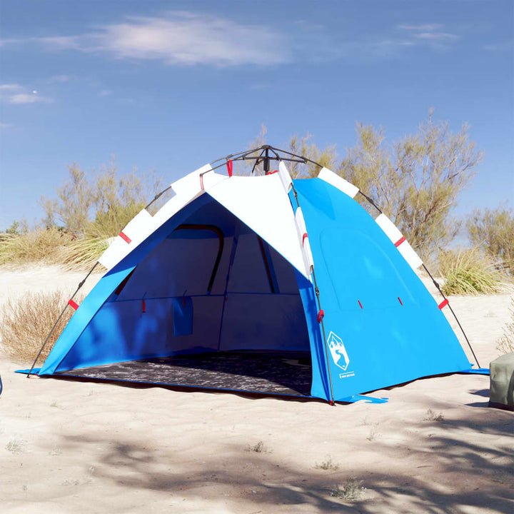 Strandtent 3-persoons waterdicht snelontgrendeling azuurblauw