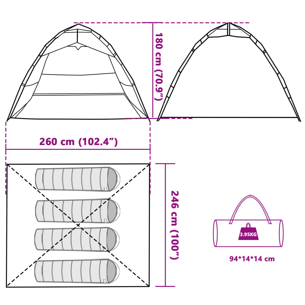 Tent 4-persoons snelontgrendeling bruin