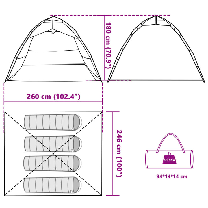 Tent 4-persoons snelontgrendeling bruin