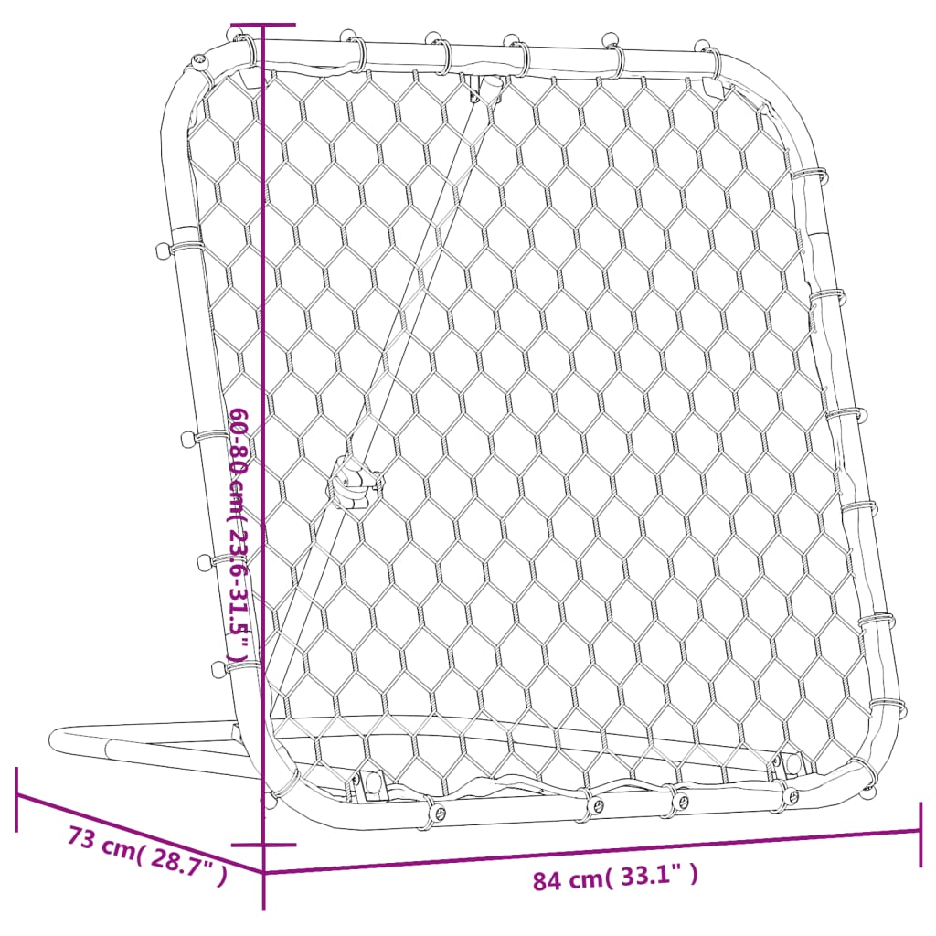 Voetbalrebounder verstelbaar 84x73x60-80 cm staal zwart