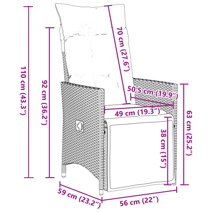 5-delige Tuinset met kussens poly rattan beige