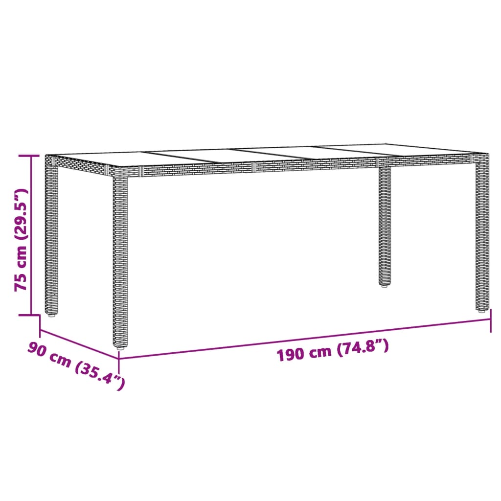 7-delige Tuinset met kussens poly rattan zwart