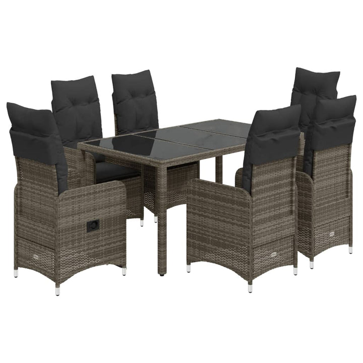 5-delige Bistroset met kussens poly rattan grijs