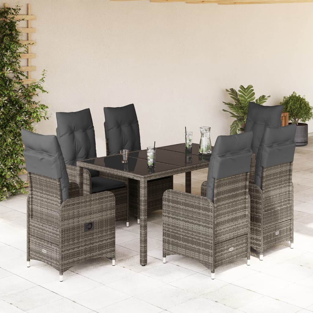 5-delige Bistroset met kussens poly rattan grijs