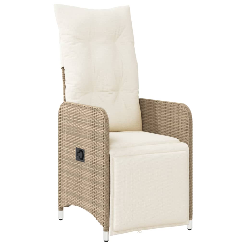 5-delige Bistroset met kussens poly rattan beige