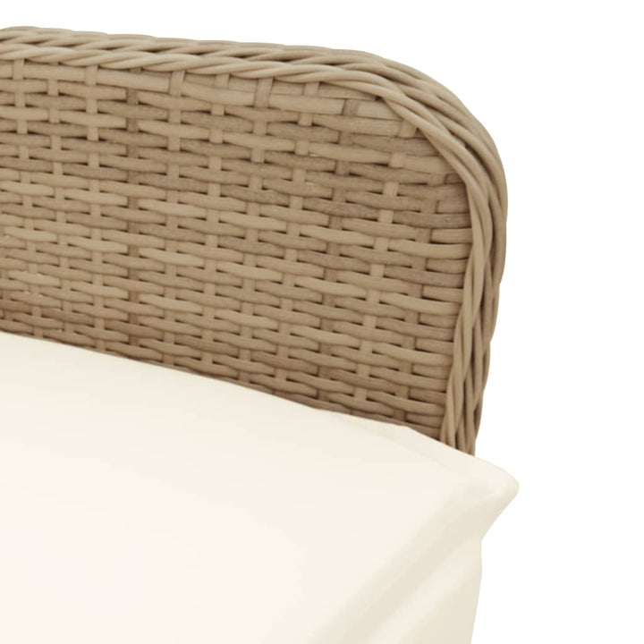 5-delige Bistroset met kussens poly rattan beige