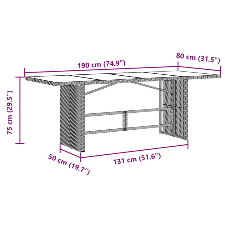 7-delige Bistroset met kussens poly rattan beige