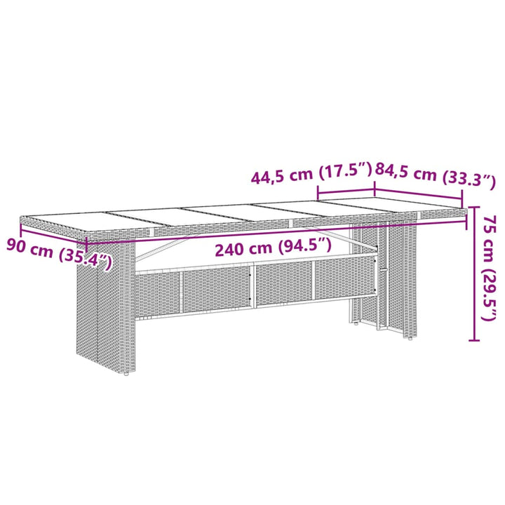 9-delige Bistroset met kussens poly rattan zwart