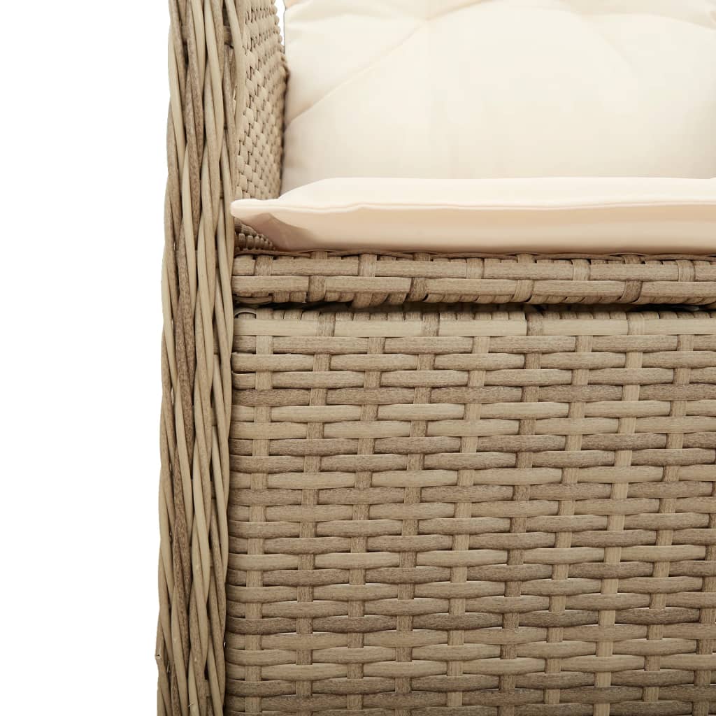 11-delige Bistroset met kussens poly rattan beige